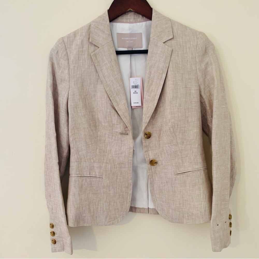 Banana Republic Light Beige Linen-Blend Blazer